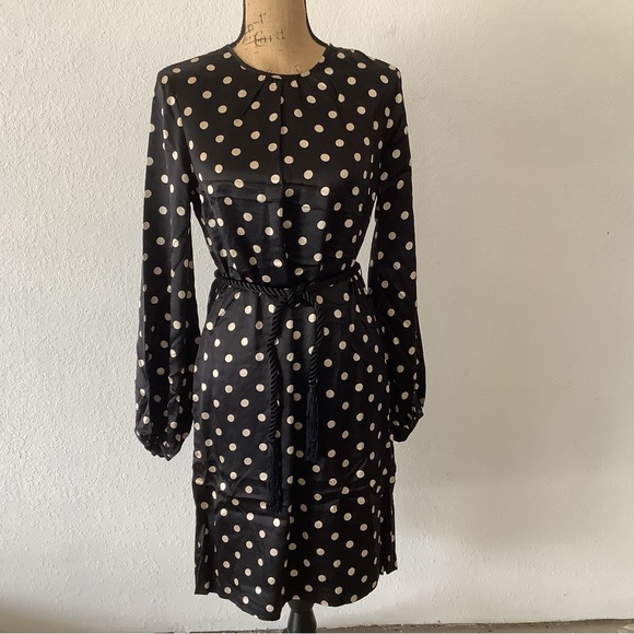 Robe Femme Giorgio Fiorlini - Taille 4 - Imprimé Pois Noir Et Turquoise - Style Années 50 - Occasion Très Bon état